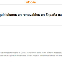 Las fusiones y adquisiciones en renovables en Espaa caen un 35,18 % hasta abril